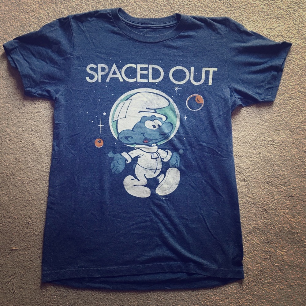 Spaced Out Smurf Small Tee Shirt